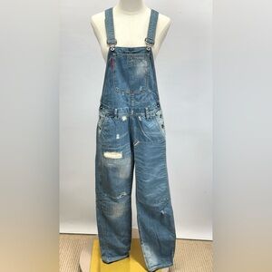 IT! DENIM  Women's medium Blue wash distressed Denim Overalls size S